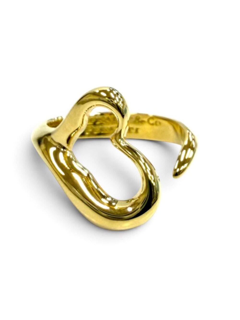 Tiffany & Co Elsa Peretti Open Heart Ring 750 Yellow Gold JP
